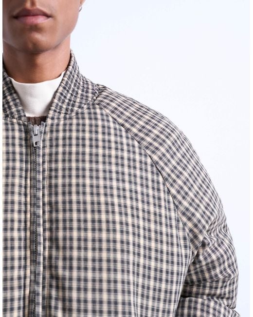 Topman Gray Checked Oversized Puffer for men