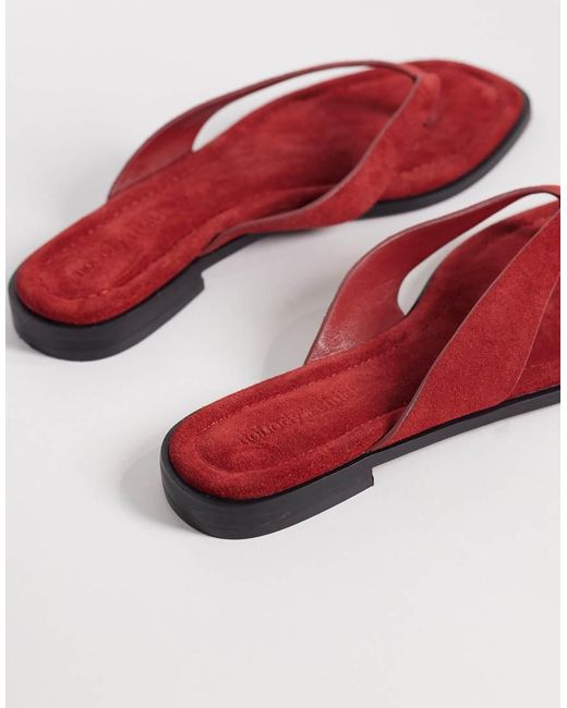 Nobody's Child Red Real Suede Thong Flat Sandal