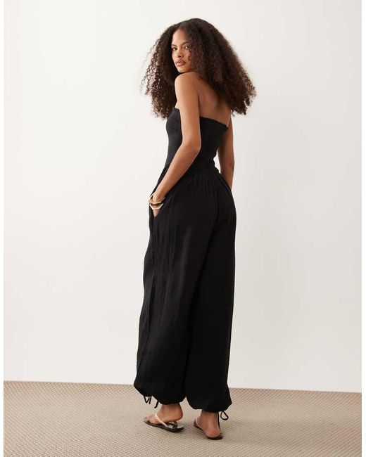 Abercrombie & Fitch White Strapless Smocked Balloon Leg Jumpsuit