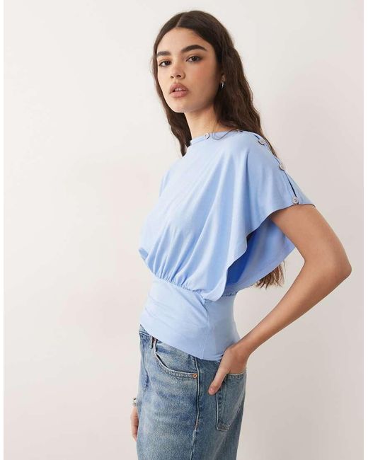 ASOS Blue Multi Way Button Up Top