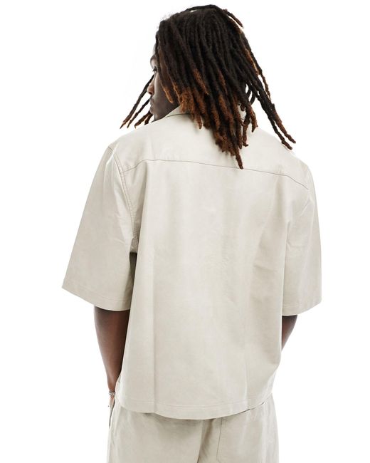 ASOS Natural Relaxed Longer Sleeve Shirt for men