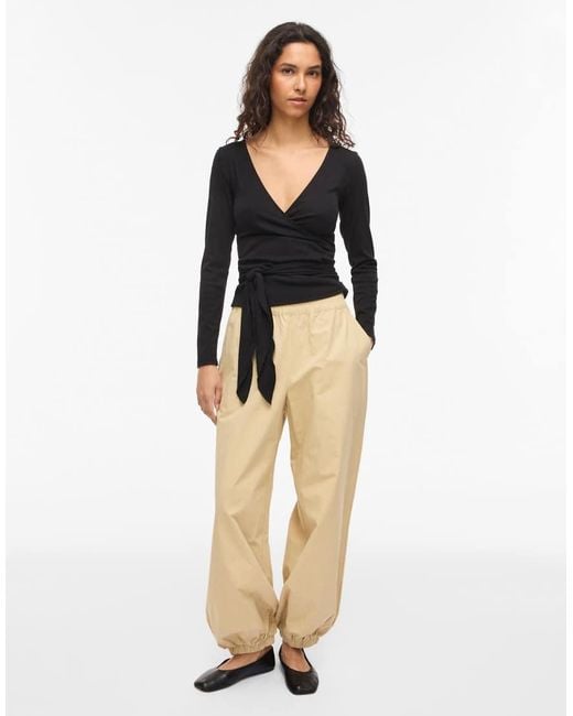 Vila Black Wrap Top