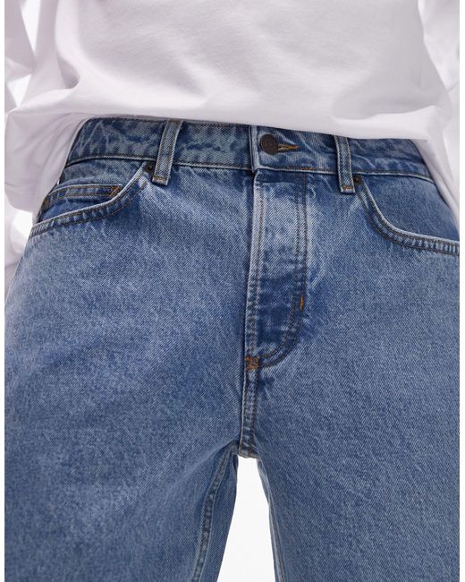 Topman Blue Straight Jeans for men