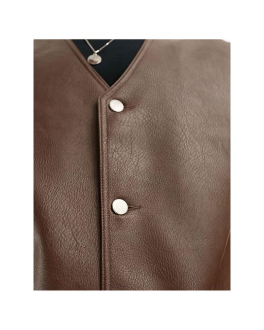 ASOS Black Faux Leather Vest for men