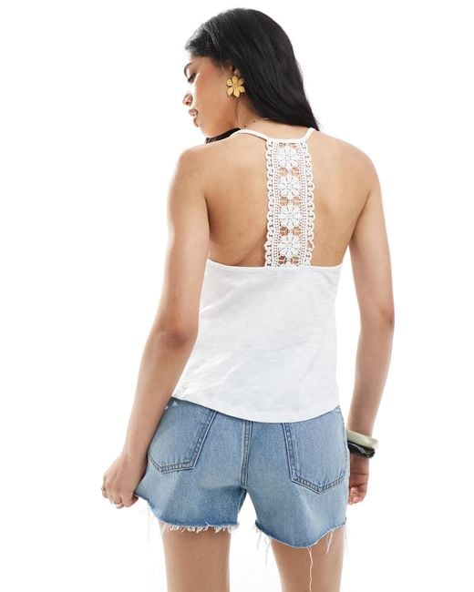 Miss Selfridge White Lace Back Swing Cami Top