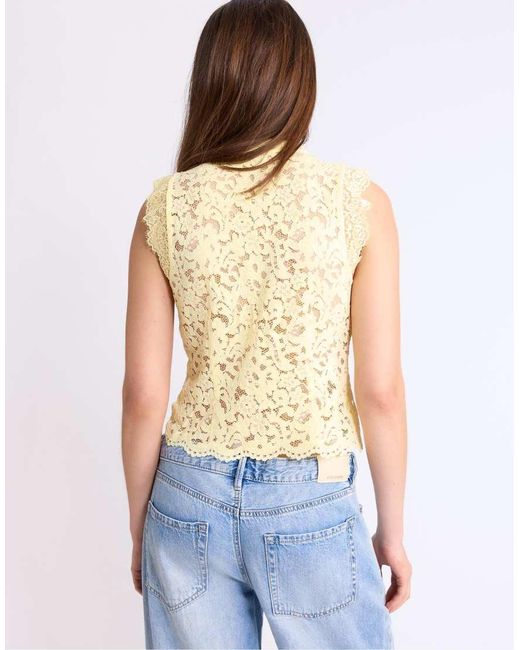 Stradivarius Blue Lace Qipao Top