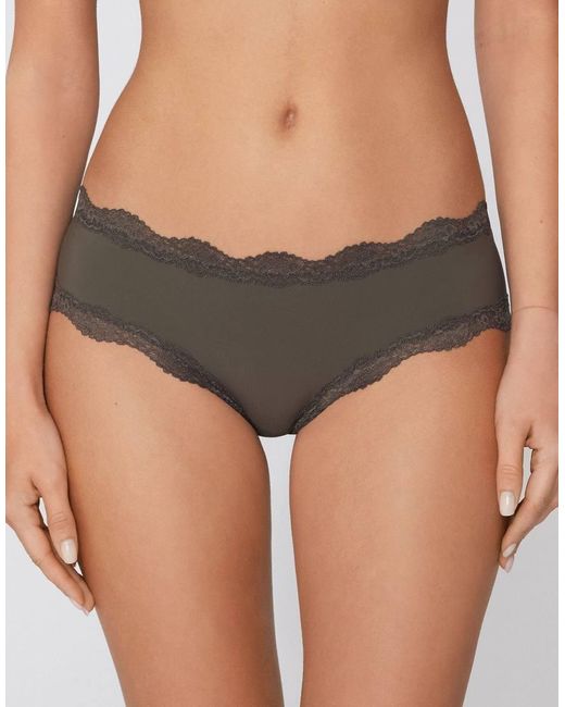 Tezenis Brown Lace And Microfibre French Knickers