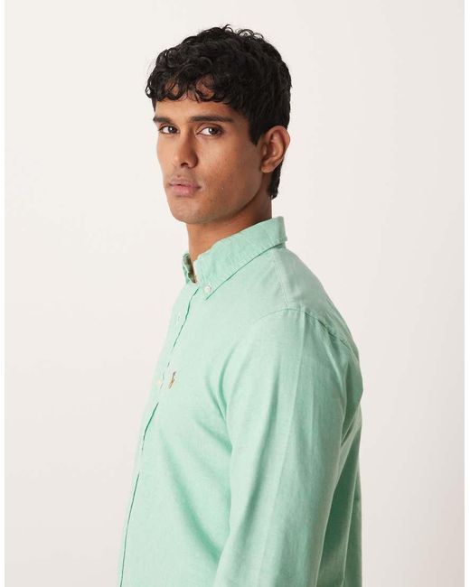 Polo Ralph Lauren Green Icon Logo Cotton Oxford Long Sleeve Shirt for men