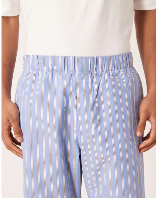 ARKET Blue Pure Cotton Stripe Poplin Pyjama Trouser Bottoms for men