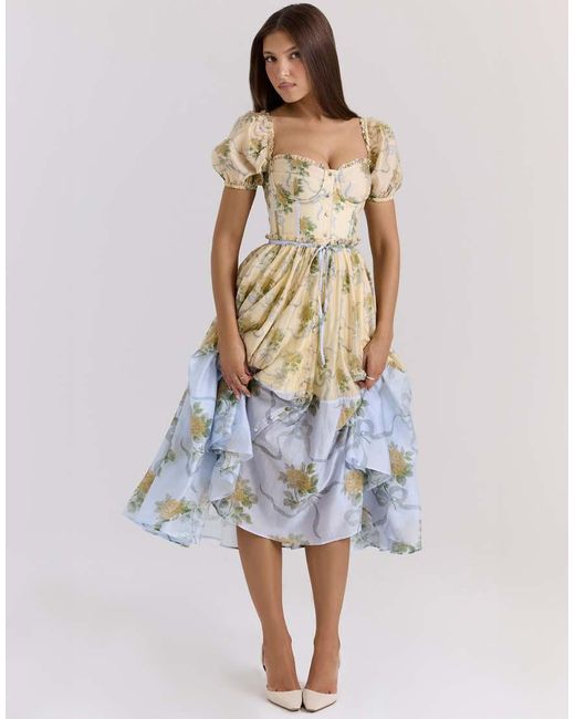 House Of Cb Blue Penelope Midi Dress