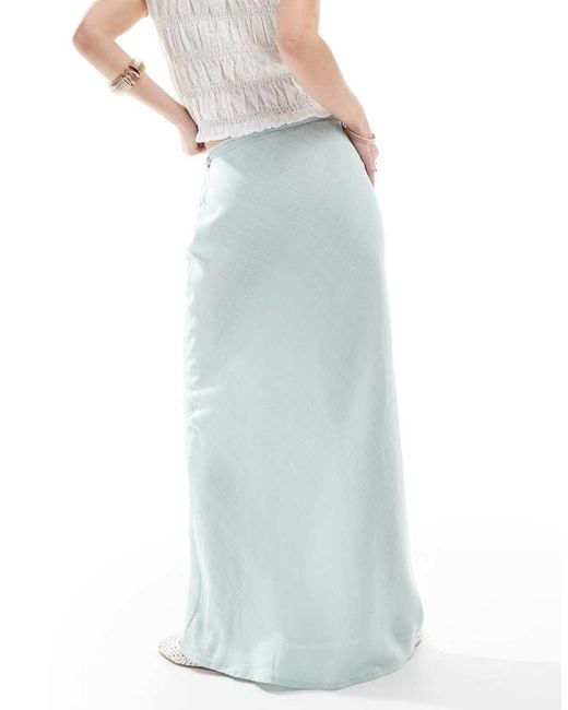 ASOS White Linen Blend Bias Maxi Skirt