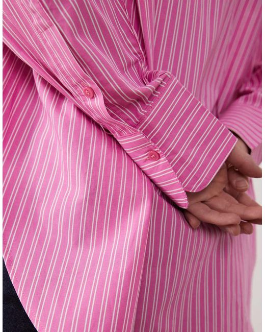 JJXX Pink Jamie Oversized Poplin Stripe Shirt