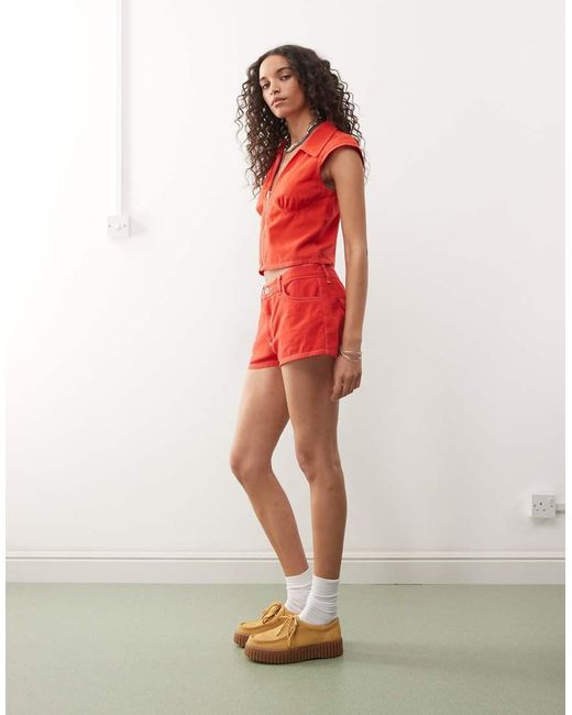 Collusion Red Linen Look Fitted Shirt Co-ord