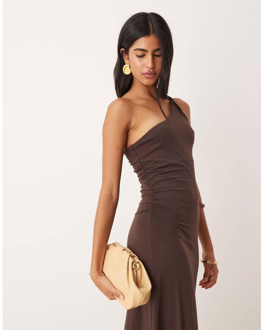 Mango Natural One Shouder Twisted Strap Detail Maxi Dress
