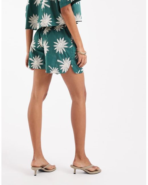 ASOS Green Runner Shorts With Embroidery And Belt Detail Co-ord