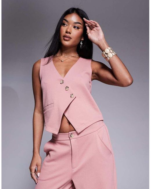 Top Asimétrico Estilo Chaleco De (Parte De Un Conjunto) ASOS de color Pink