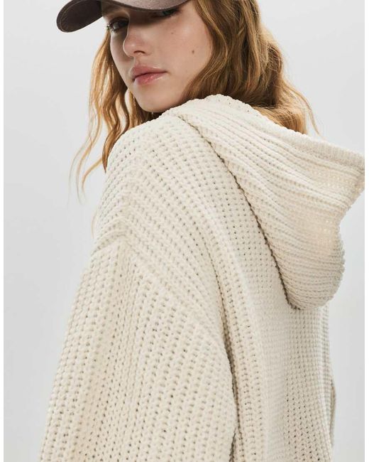 Pull&Bear Natural Chenille Hooded Sweater