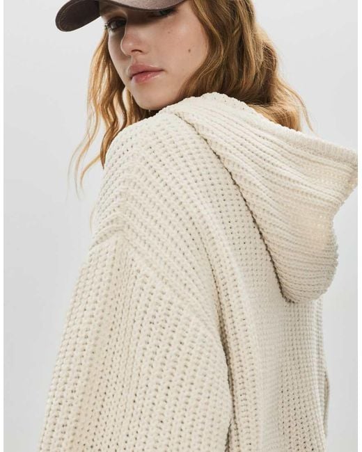 Pull&Bear Natural Chenille Hooded Sweater