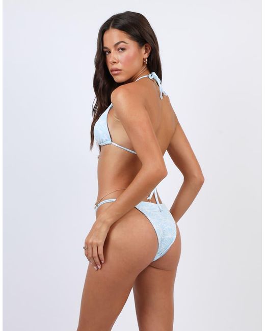 SIMMI White Floral Textured Triangle Bikini Top