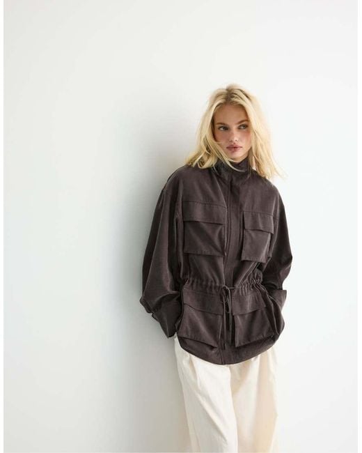 Stradivarius Brown Fluid Utility Parka