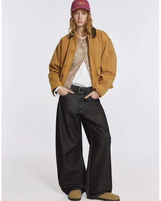 Pull&Bear White Barrel Jeans With Stars