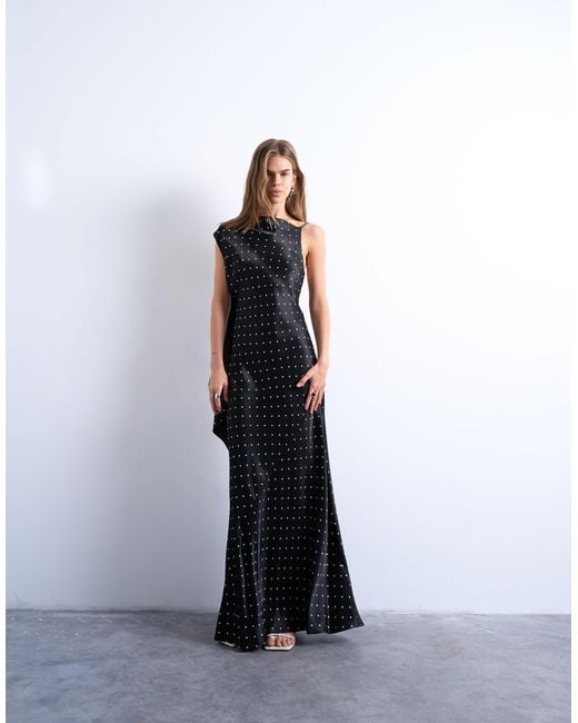 TOPSHOP White Ruched Side Midi Dress With Drape Back Detail