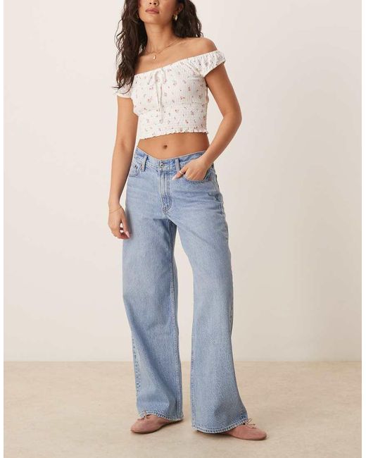 Abercrombie & Fitch Blue Curve Love Low Rise Ultra Loose Jeans