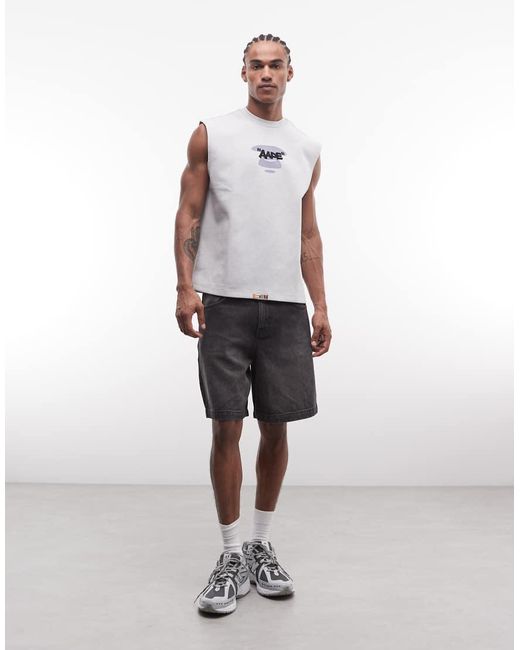 Aape By A Bathing Ape White Aape By A Bathing Ape Loose Fit Sleeveless Singlet for men