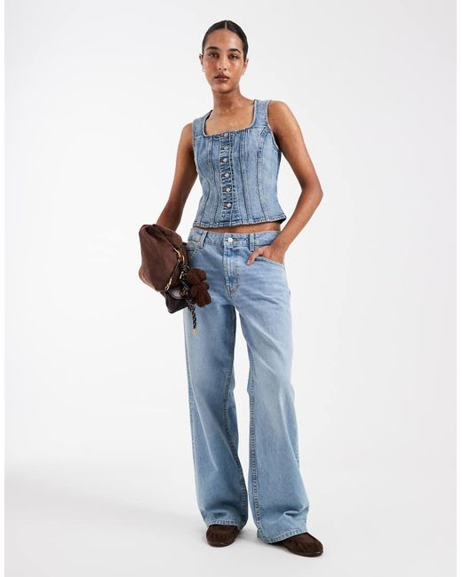 Levi's Blue Square Neck Sculpt Denim Top