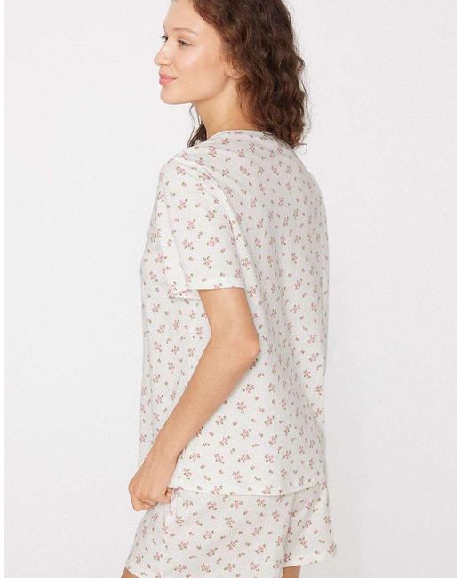 Tezenis White Short Pyjamas Small Flowers