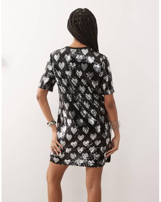 Noisy May Natural Heart Detail Sequin T-shirt Dress