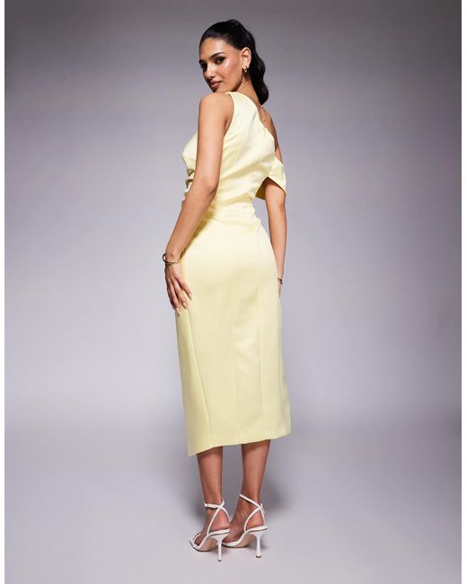 Asymmetrical Short Sleeve Pleated A-line Satin Dress Vintage Mauve