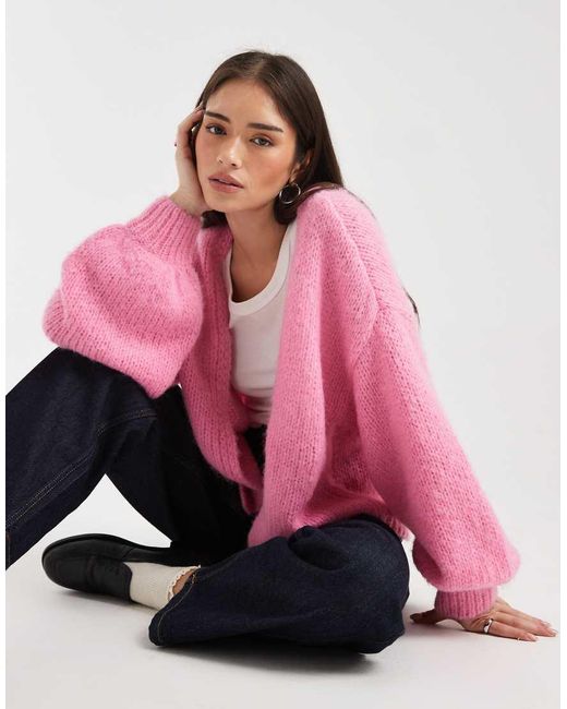 Vero Moda Pink Soft Blouson Sleeve Edge To Edge Cardigan