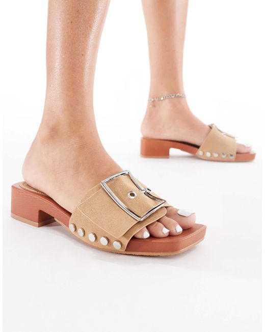 London Rebel Pink Heeled Sandal With Buckle Detail