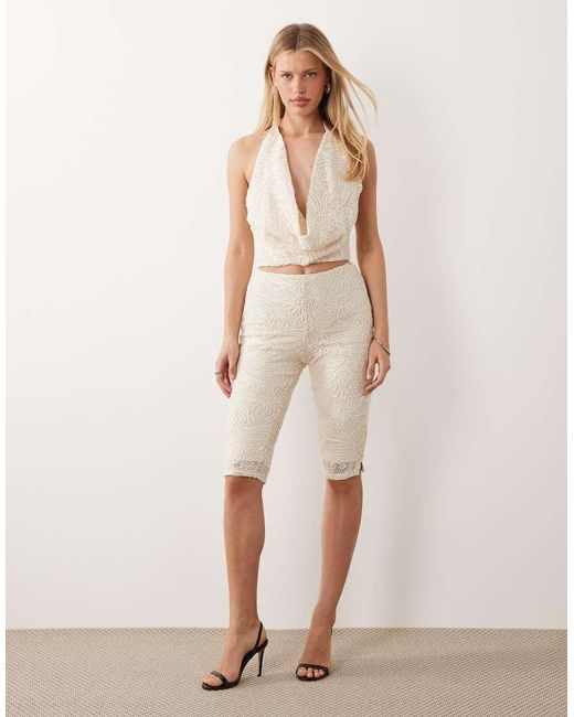 ASOS Natural Textured Halter Neck Drape Top