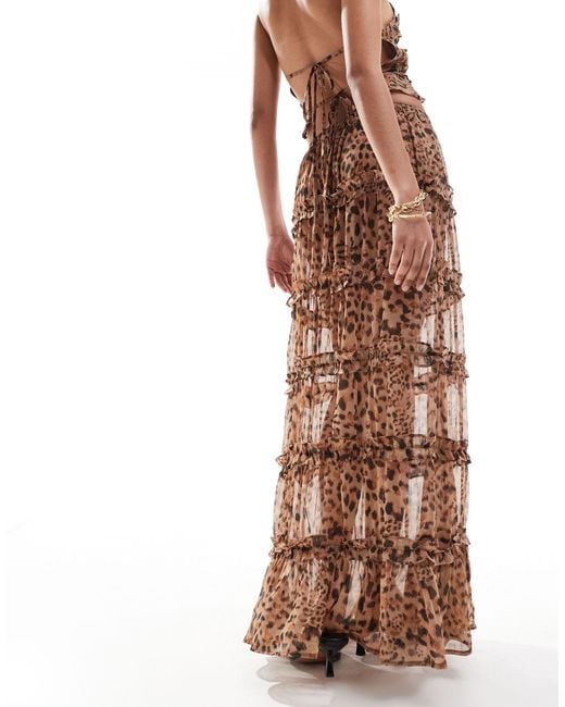 ASOS Brown Tiered Ruffle Maxi Skirt Co-ord