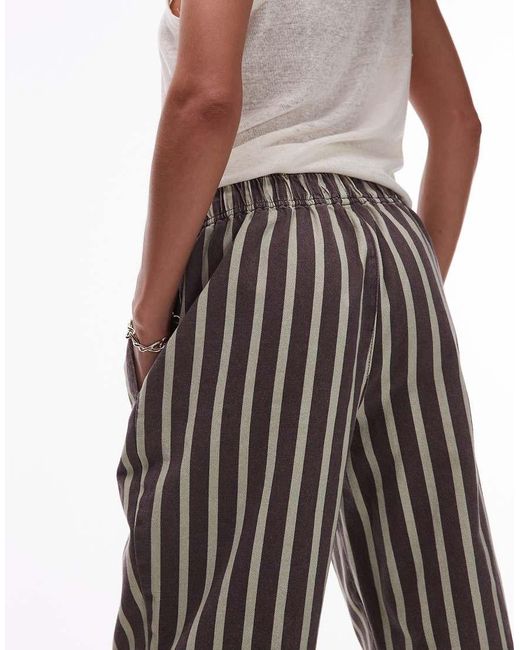 Pantalones Verdes Y Marrones A Rayas Anchas Sin Cierres De Pernera Recta De TOPSHOP de color Green