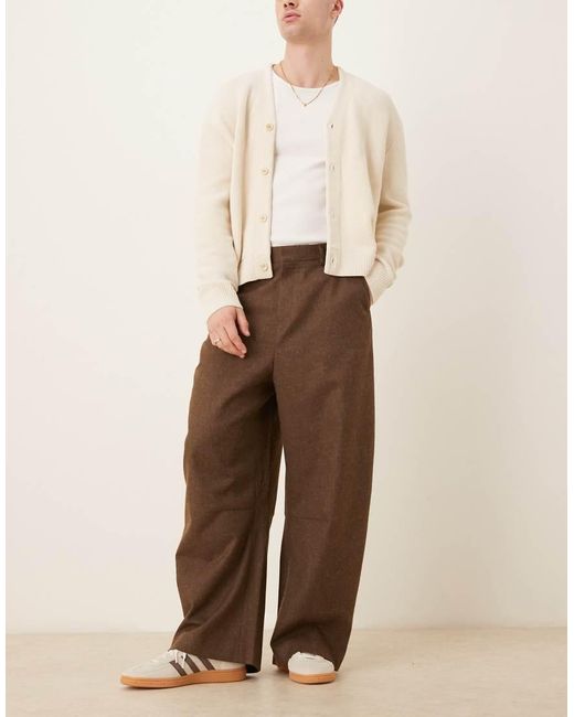 ASOS Nette Broek Met Losse Pasvorm En Plooien Aan De Voorkant in het Natural voor heren