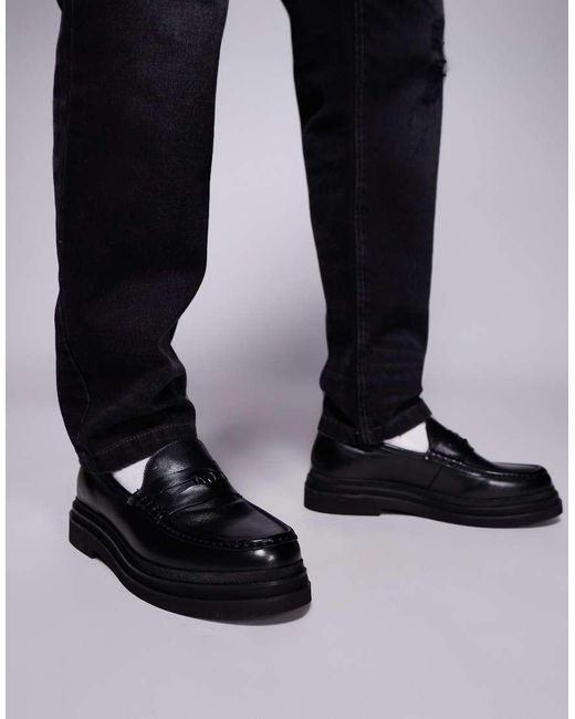 Mocasines Penny Negros De Cuero Brooklyn De Walk London de hombre de color Black