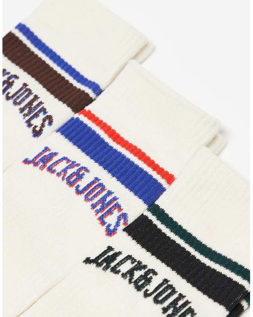 Jack & Jones White 3 Pack Collegiate Socks for men