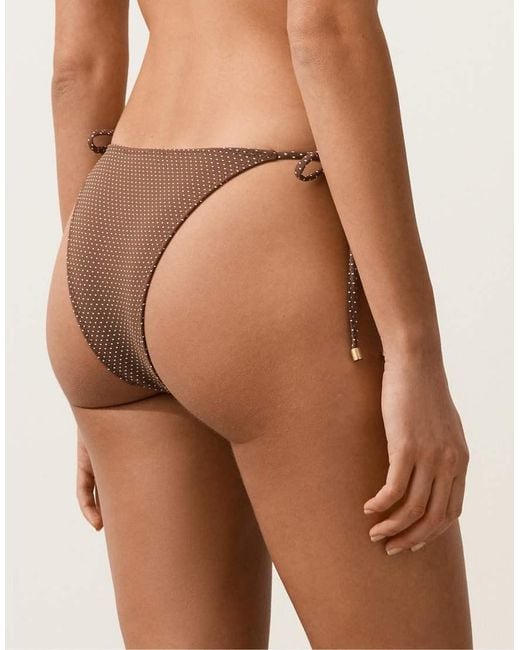 Oysho Brown Mini Polka Dot Medium-Coverage Bikini Briefs
