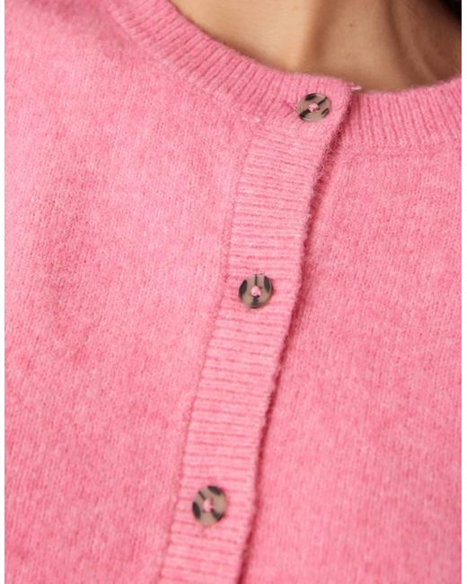 Jdy Pink Crew Neck Cardigan With Wool