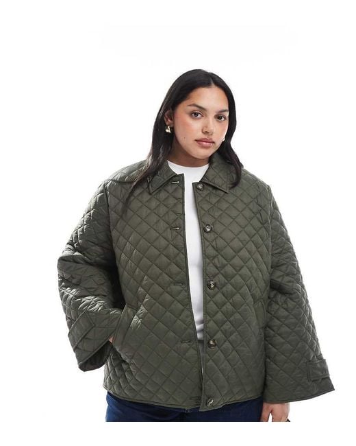 Vero Moda Green Button Down Quilted Jacket