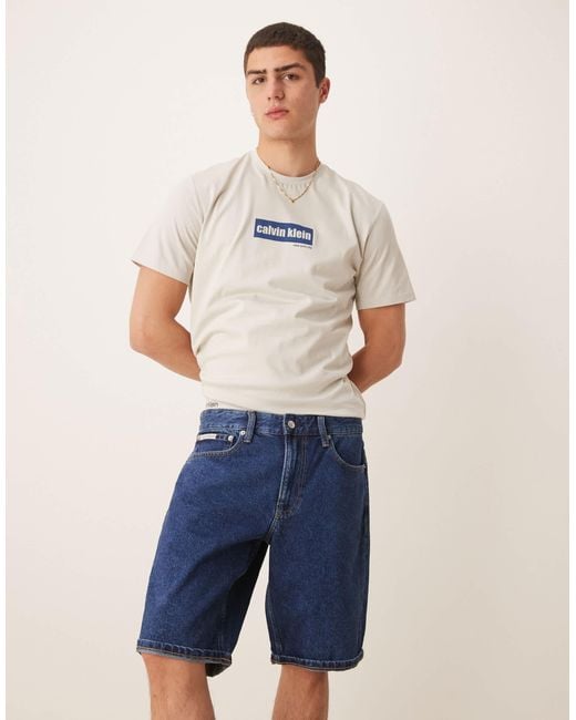 Calvin Klein Blue Regular Denim Shorts for men