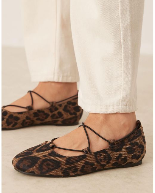 ASOS Natural Lagos Elasticated Ballet Flats