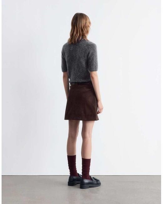 & Other Stories Blue Mohair And Wool Knitted Slim Fit Top With Polo Collar