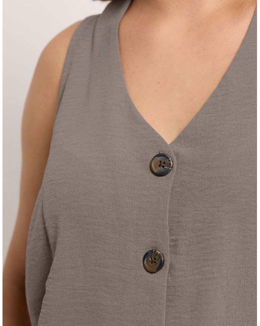 Yours Clothing Gray Button Through Waistcoat
