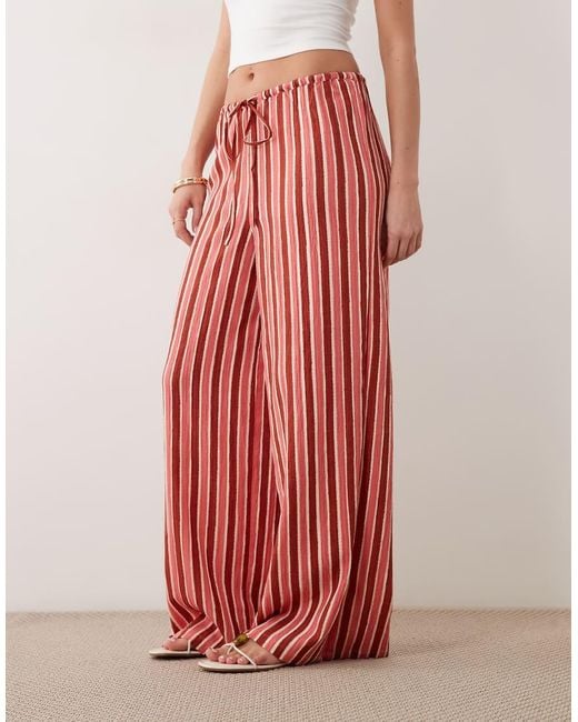 Wednesday's Girl Red Wednesdays Girl Wide Leg Tie Detail Trouser