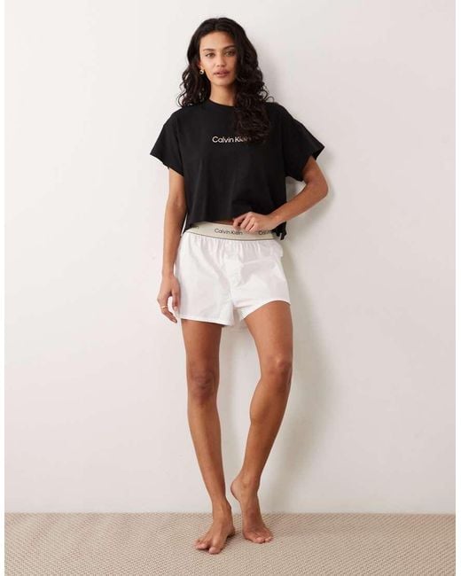 Calvin Klein White Heritage Cotton Logo Waistband Shorts