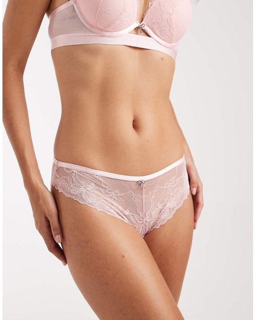 New Look Pink Bow Lace Brazilian